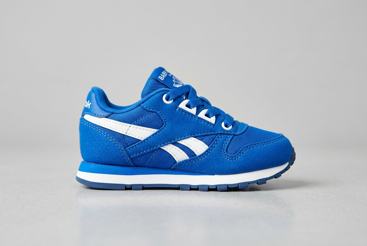 Braune Krabbelschuhe Modell Sneaker mit petrolfarbenen Streifen